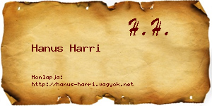 Hanus Harri névjegykártya